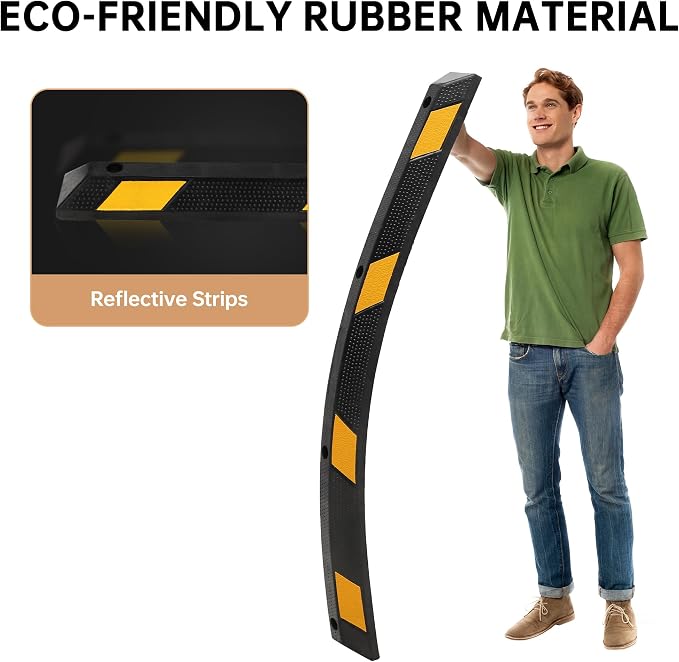 Pack of 2-72" Parking Stoppers for Garage, Heavy Duty Rubber Parking Curb - Image 5