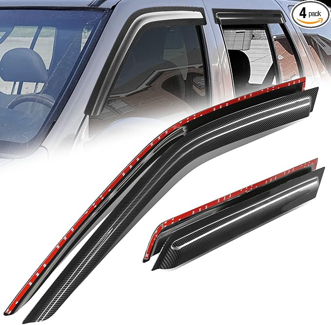 Auto Dynasty 4Pcs Carbon Fiber Pattern Window Visors Compatible by AutoDynasty