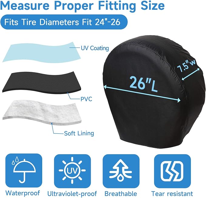 RV Tire Covers Set of 4, Tough Waterproof Wheel Protector - Image 4