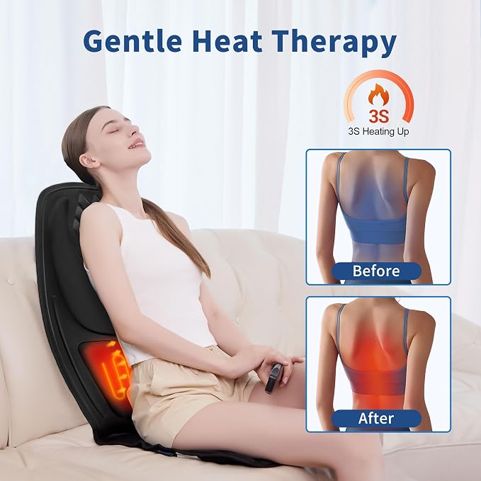 Back Massage Chair Pad with 3D Lumbar Support, Electric Back Massager - Image 2