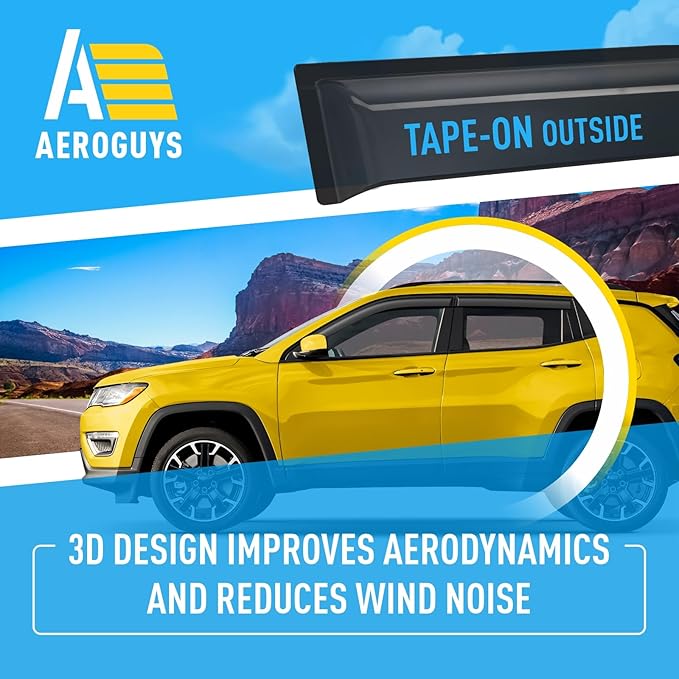 Extra Durable Window Deflectors Tape-On Window Visors Rain Guards Fit - Image 5