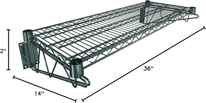 14" x 36" Green Epoxy Wire Wall Mount Shelf - Image 3