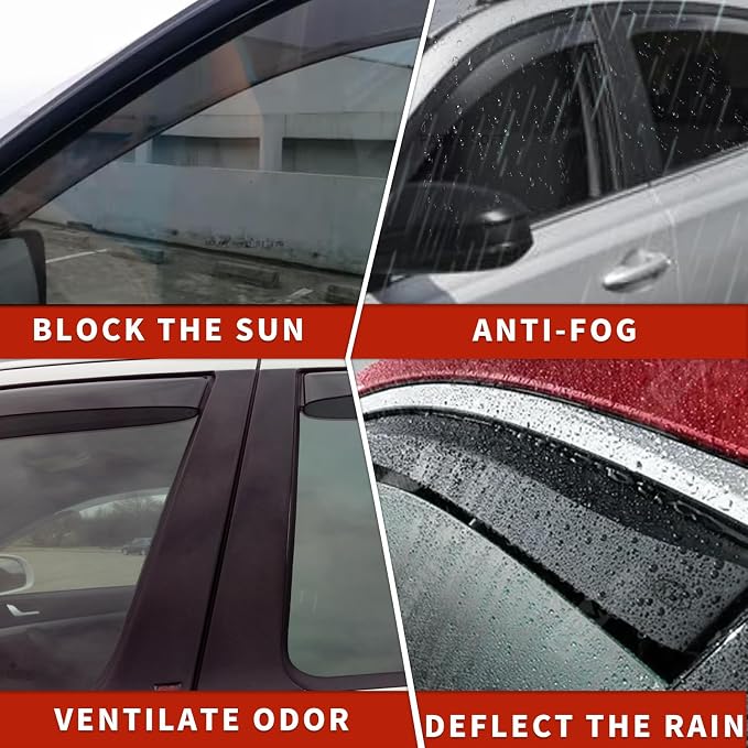 4PCS in Channel Rain Guards for 2014-2020 Nissan Rogue S SV SL, Durable Window - Image 5