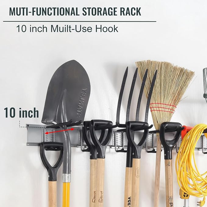 Wall Mount Tool Storage Rack, Heavy Duty Garage Organizer, Garden Hooks and - Image 5