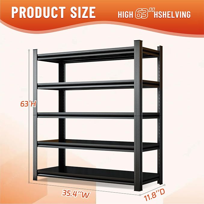 2500LBS Heavy Duty 5-Tier Steel Shelving Unit - Image 2