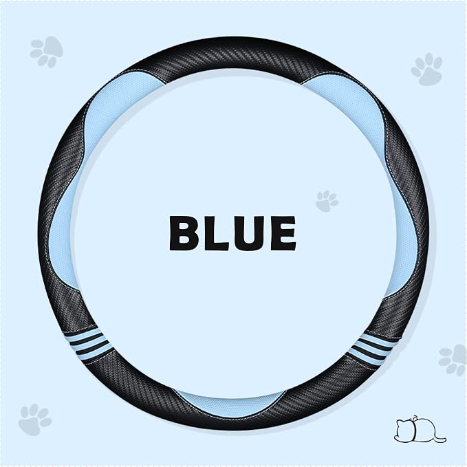 Car Steering Wheel Covers for Women Girl Padded Carbon Fiber PU Leather Cute - Image 3