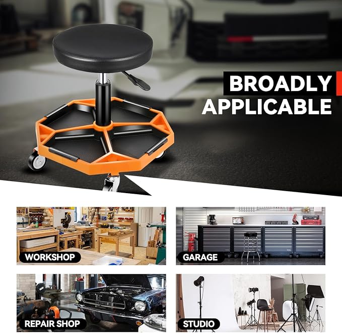 Auto Dynasty Mechanic Stool, Adjustable Rolling Pneumatic Creeper Garage Shop - Image 5