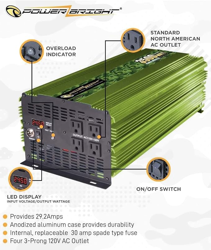 3500 Watt Power Inverter, LCD Digital Display & Wireless Remote Control - Image 3