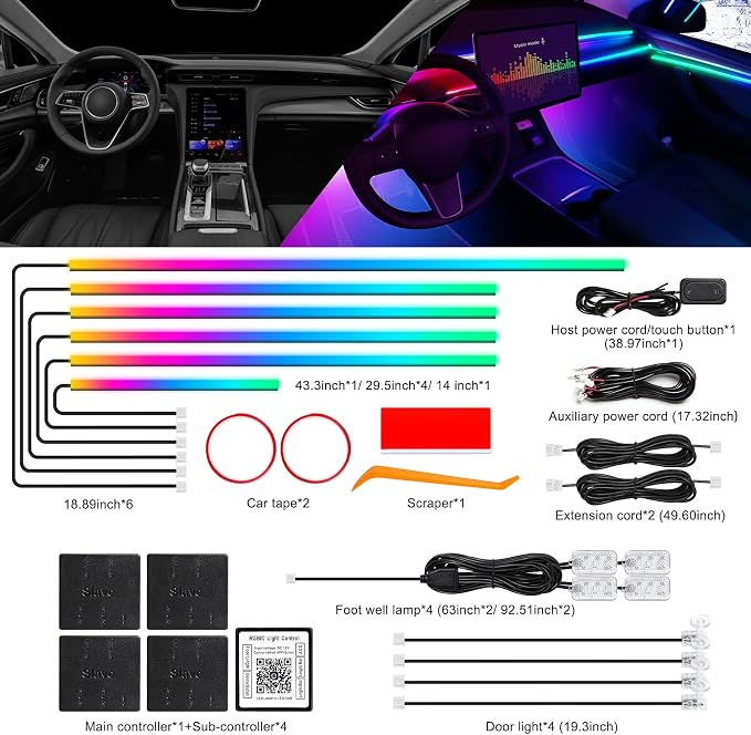 Dreamcolor Acrylic Interior Car LED Strip Light - Image 3