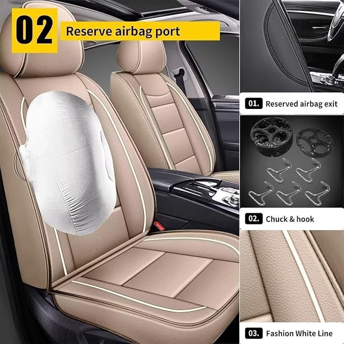 YORKNEIC Leather Car Seat Covers Fit - Image 3