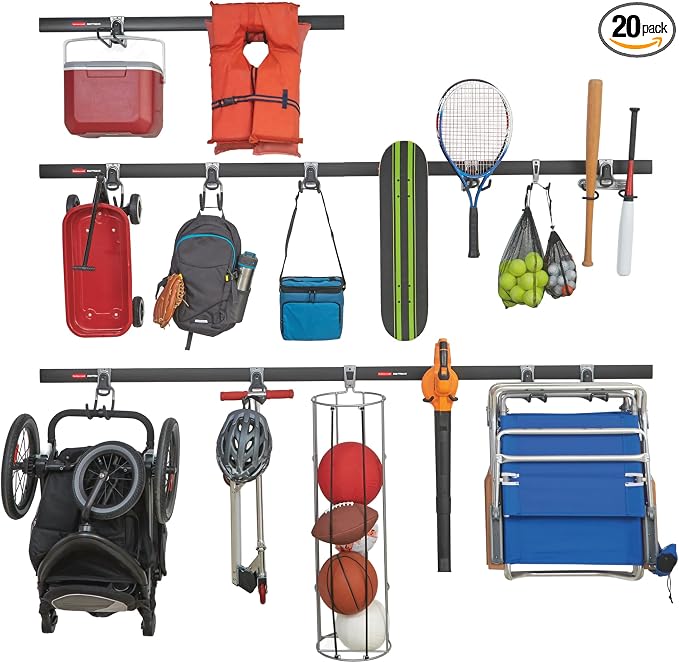 Rubbermaid 20-Piece FastTrack Garage Wall-Mounted Storage Kit 5 Rails and 15 by Rubbermaid