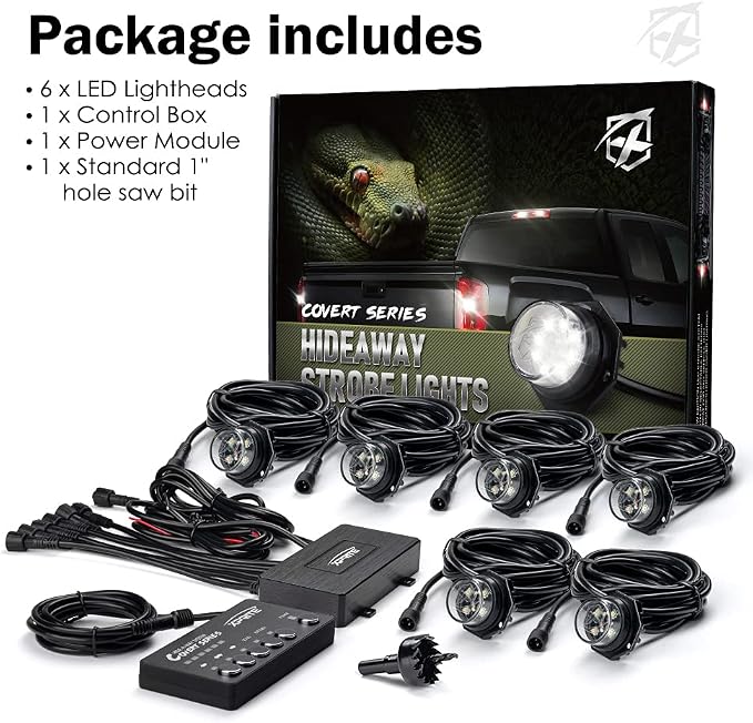 Xprite Red Blue LED Hideaway Strobe Police Lights Kit, 20 Flashing Patterns - Image 7