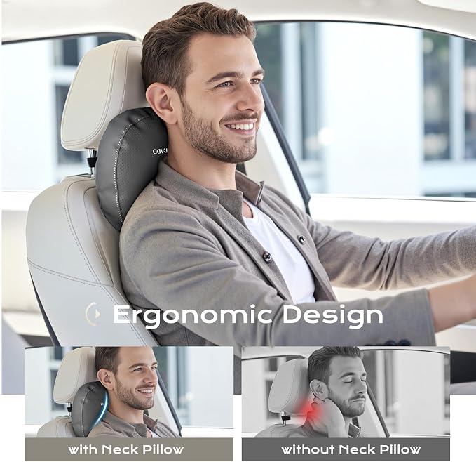 Coverado Leather Car Headrest Pillow Car Neck Pillow - Image 4