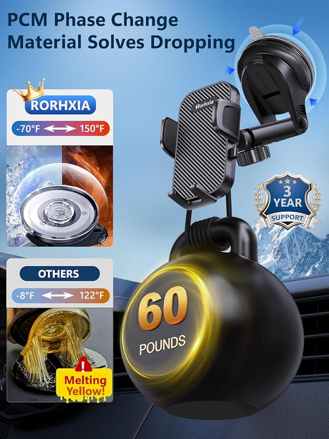 3-in-1 Car Phone Holder, Cell Phone Car Mount Fit - Image 3