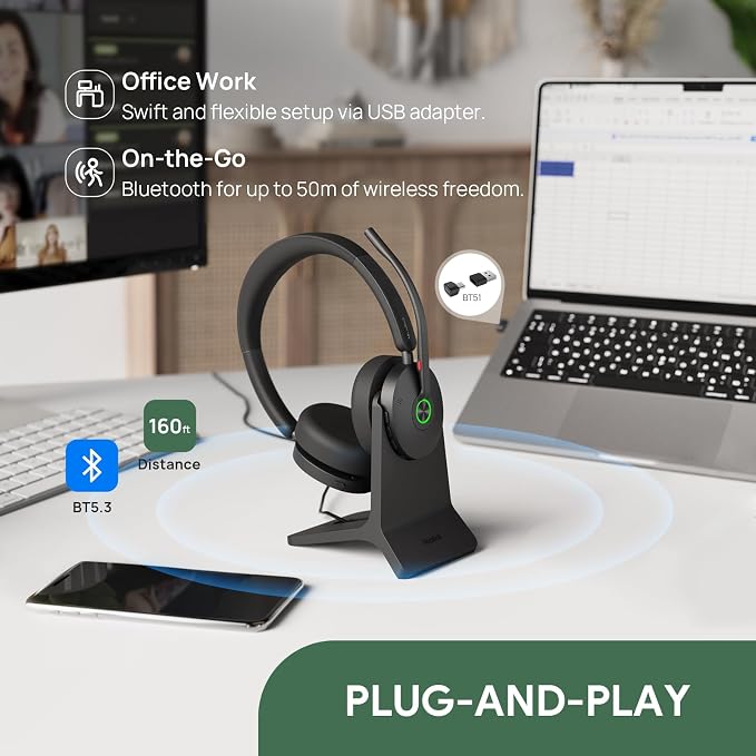 Yealink BH74 with Stand Active Noise Canceling Wireless Headset with Mic - Image 6