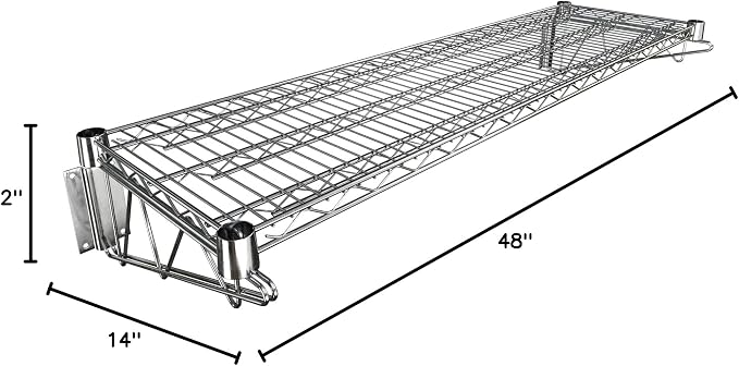 14" x 48" Chrome Wire Wall Mount Shelf - Image 3