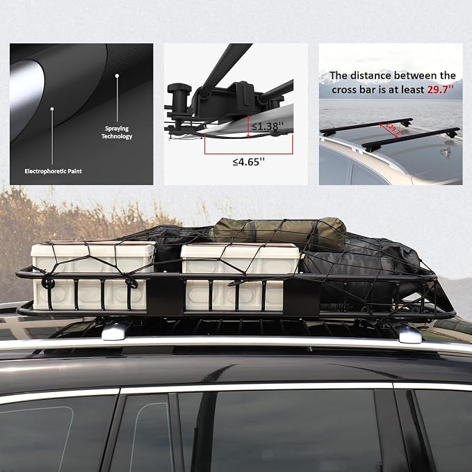 FORWODE Roof Rack Carrier Basket, Rust-Proof Steel Heavy Duty Car Top Luggage - Image 7