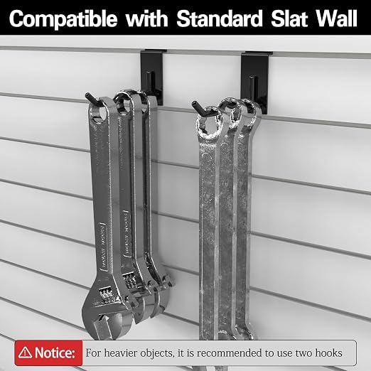 3-H Black Steel Slatwall Hooks, 10 Pack, 4.7 Inch, Heavy Duty, Wave Shape - Image 4