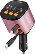 Retractable Car Charger, 5 in 1 Fast Car Phone Charger 90W, Handsfree Call by MQOUNY