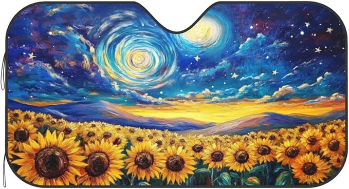 Vintage Sunflower Car Sun Shade Windshield Sunshade Foldable Front Window - Image 9
