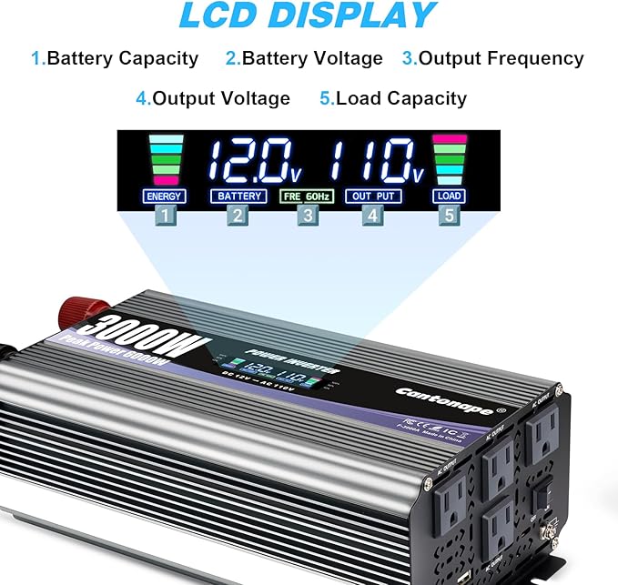 3000W Power Inverter 12V to 110V/120V DC to AC - Image 2