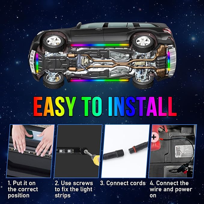 OPP ULITE Car Led Underglow Lights Aluminum Dream Chasing Color Accent Light Bar - Image 6