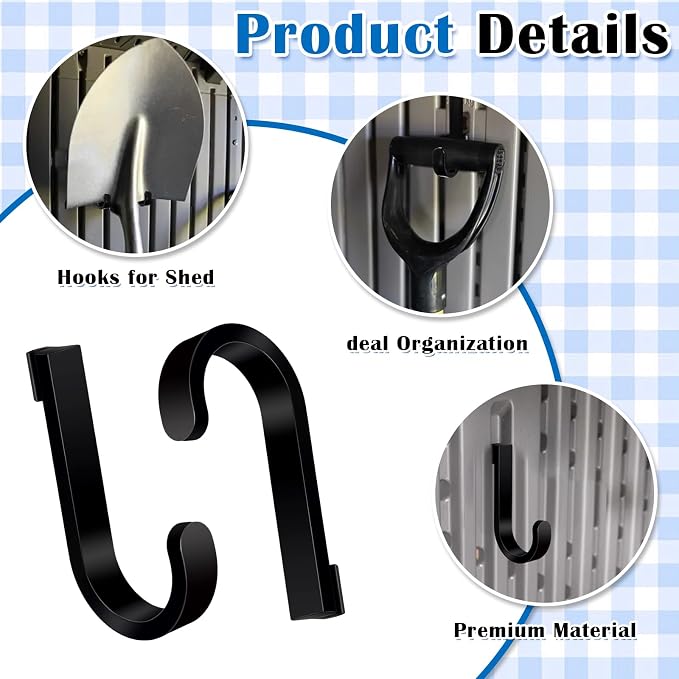 8 Pack Black J Shed Storage Hooks Storage Hooks Compatible - Image 3