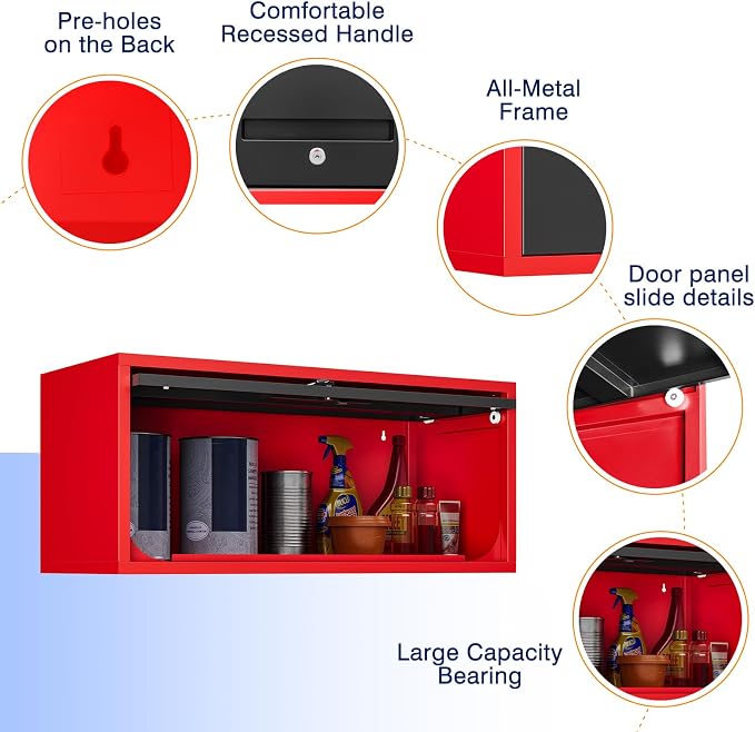 Yizosh Metal Wall Cabinet with Doors, Wall Mounted Storage Cabinet, Floating - Image 6