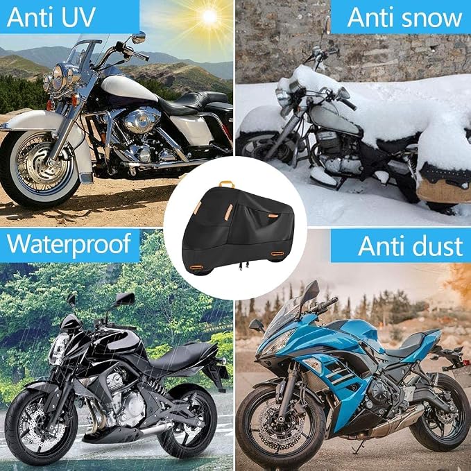 SECELES 300D Motorcycle Cover Heavy Duty, SECELES All Season Durable Scooter - Image 6