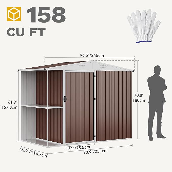 DWVO Outdoor Storage Shed 8x4FT - Image 8