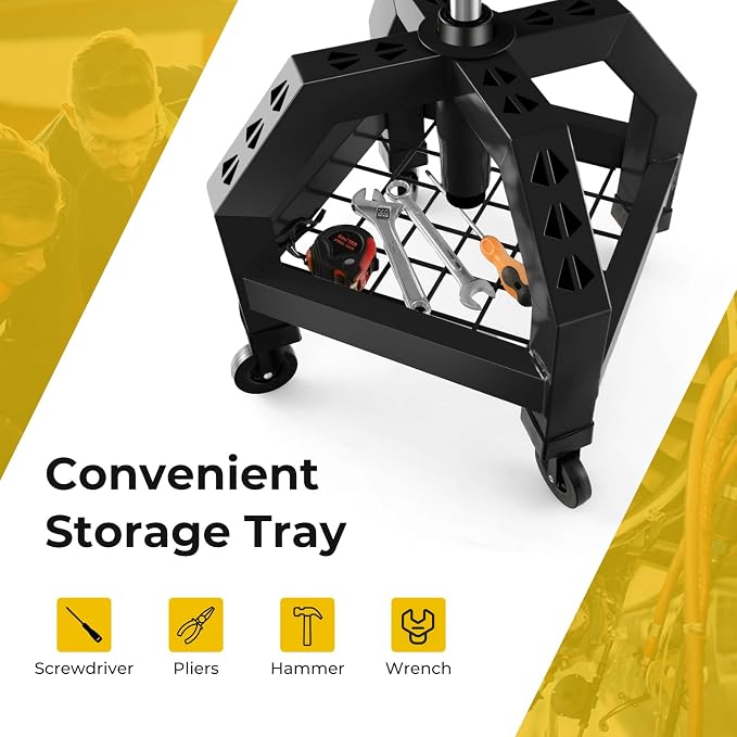 S AFSTAR Shop Stool with Wheels, Height Adjustable Garage Stool with 4 - Image 5