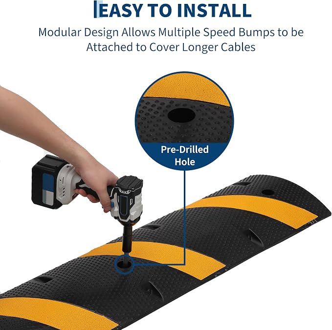 4 PCS 6FT Speed Bumps Wite End for Road, Heavy-Duty 25, 000 lbs Capacity - Image 6