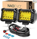 NAOEVO 4 Inch LED Pod Lights, Spot Flood Yellow LED Fog/Driving/Off Road Lights by NAOEVO