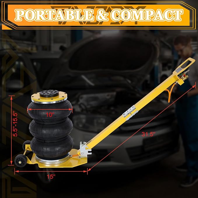 3T Triple Bag Air Jack 6600lbs Pneumatic Jack 3s Fast Lift Up 16in Airbag Jack - Image 7