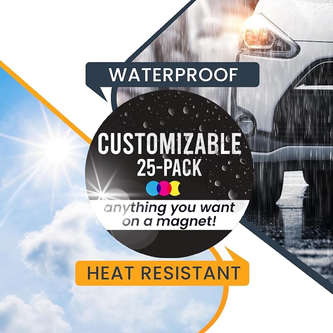 Magnet Me Up Customizable 30 Mil Round Magnet- 5”, 25 PK Weatherproof Car Magnet - Image 3