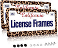 Stainless Steel Brown Cheetah License Plate Holder Leopard Print License Plate by Unknown