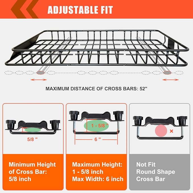 MeeFar Roof Rack Carrier Basket Universal Rooftop 65" X 39" X 6" Large Size - Image 4