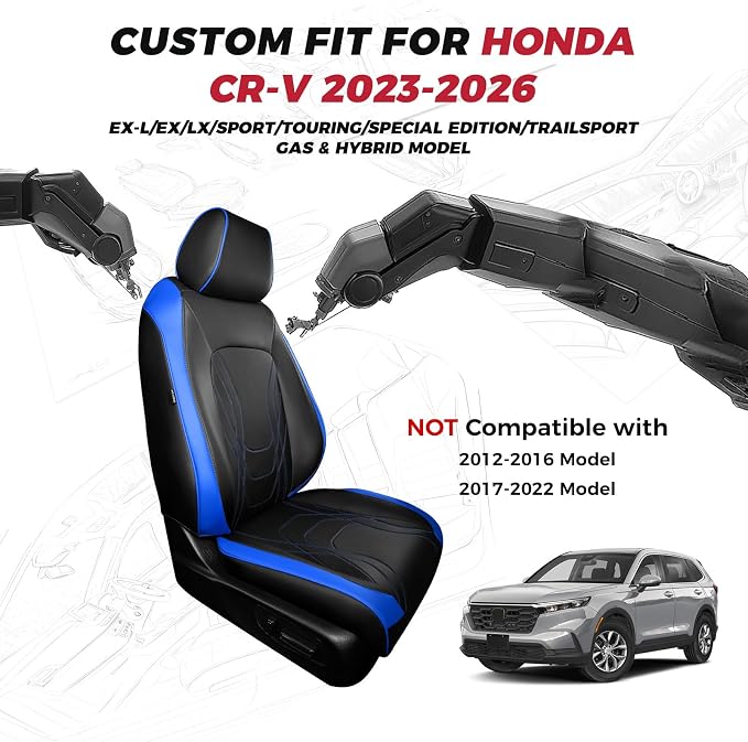 FREESOO Seat Covers for Honda CRV, Custom Fit Seat Covers Full Set, CRV LX EX - Image 2