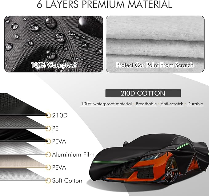for Corvette 2020-2023 C8 Car Cover 210D Outdoor Waterproof UV Protection - Image 2