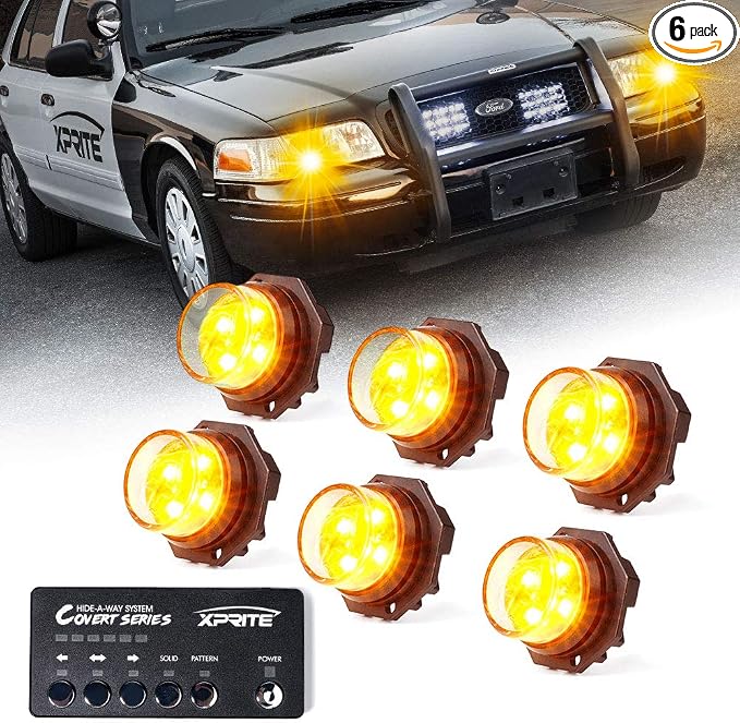 Xprite Amber LED Hideaway Strobe Lights Kit 20 Flashing Patterns w/Control by XPRITE