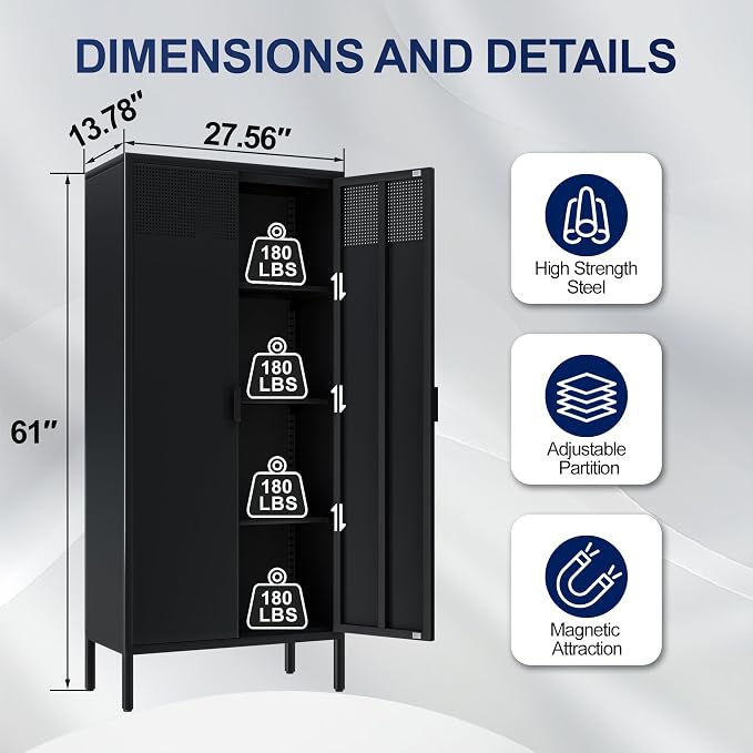 Metal Storage Cabinets with Adjustable Shelves，Pantry Kitchen Storage - Image 2