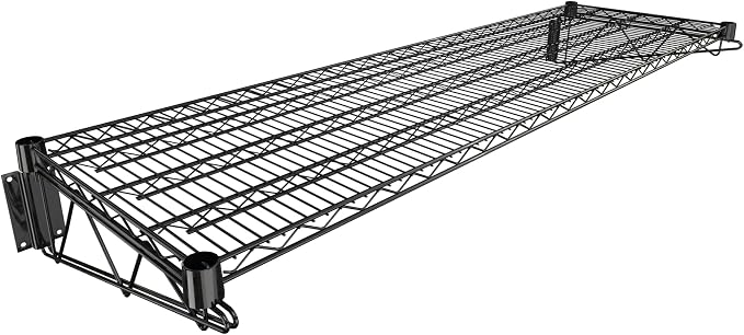 18" x 60" Black Epoxy Wire Wall Mount Shelf by Krollen+Industrial