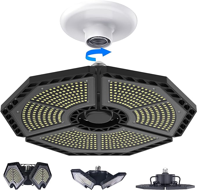 LED Garage Lights, 140W 18500 Lumens Garage Ceiling Lighting, 6000K Daylight by KERNOWO