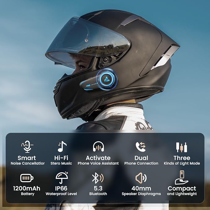 1200mAh Motorcycle Helmet Bluetooth Headset - Image 8