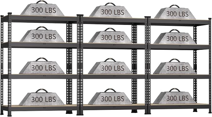 3 Packs 36" W x 16" D x 55" H Adjustable Garage Storage Shelves by BuxWellBang