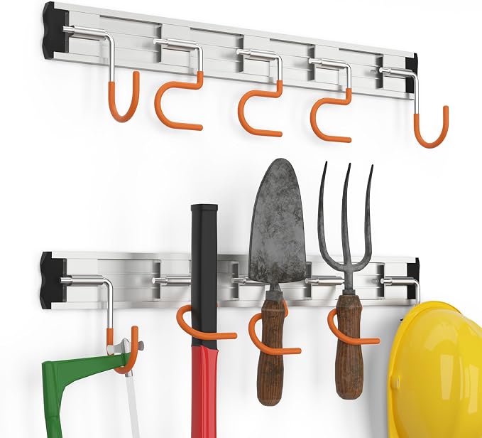 69'' Aluminum Alloy Garage Tool Organizer Hooks, Broom Holder Wall Mount - Image 5