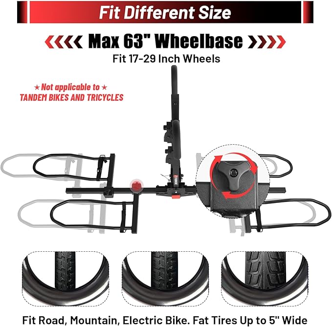 FORWODE Hitch Mount Bike Rack Fits 2 X 80 lbs Bicycle, Platform Bike Rack - Image 4
