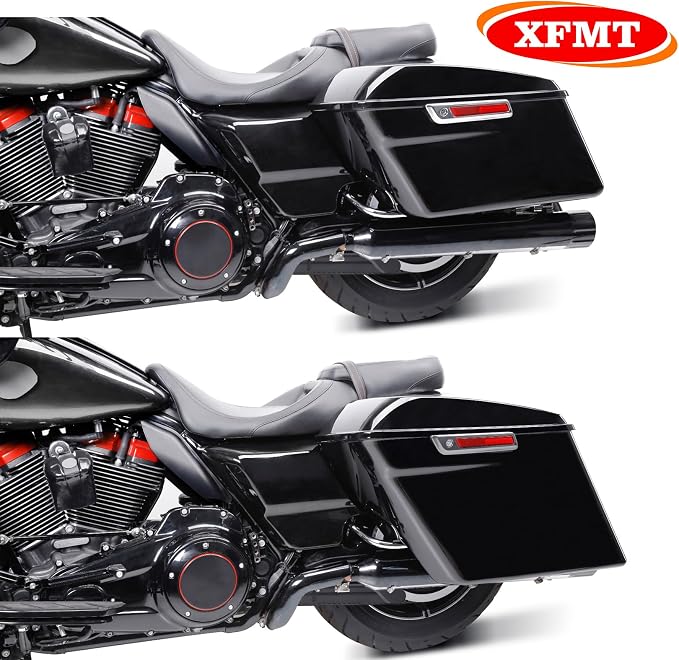 XFMT Motorcycle Hard Saddlebags Vivid Black Saddle Bags Trunk W/Latches - Image 4