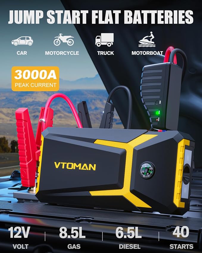 VTOMAN V8 Pro 3000A Jump Starter, Car Battery Charger Jump Starters - Image 2