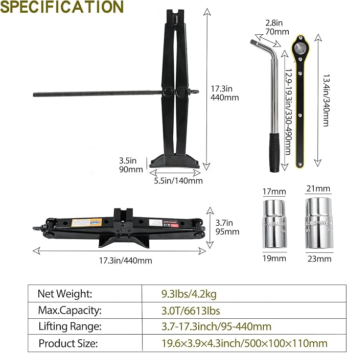 Scissor Jack Car Jack Kit 3 Tons Universal Tire Jack Changing Kit - Image 5